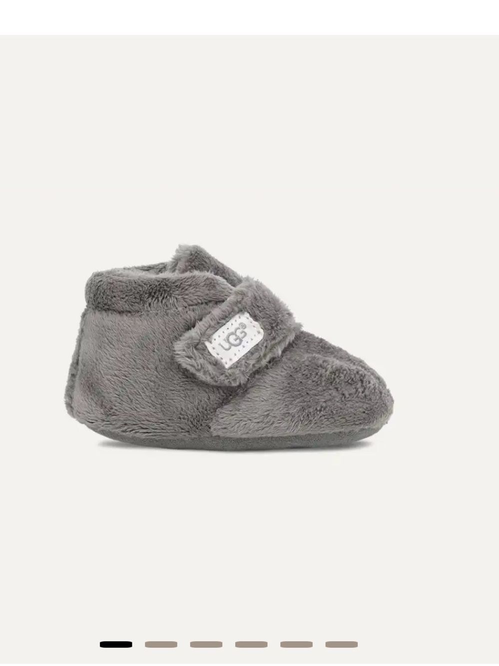 UGG Gray Plush Baby Walker Bixbee Booties with Hook-and-Loop Strap 6-12 months